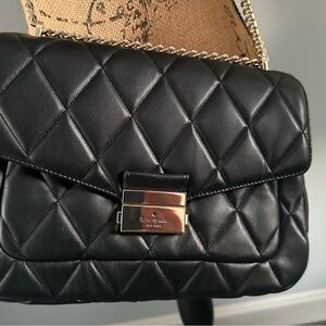 Kate Spade Black Quilted Shoulder Bag with Gold Chain